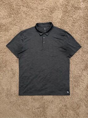 Vuori Zephyr Polo Shirt Mens Large Charcoal Gray Performance Mesh Golf V1000